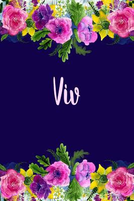 Viv: Personalized Name Pink Floral Design Matte... 1072863898 Book Cover