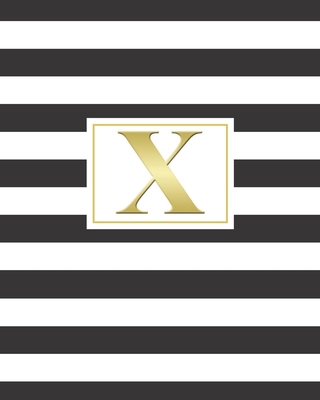 X: 2020 Weekly and Monthly Planner and Customized Calendar Black and White Stripes with Gold Monogrammed Initial