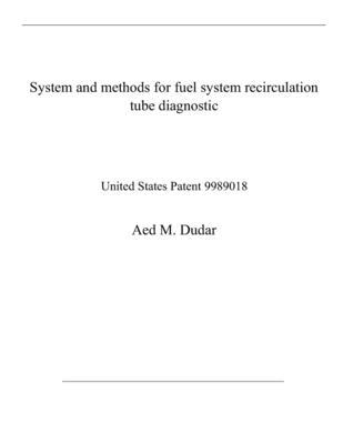System and methods for fuel system recirculatio... B08RGYN5HT Book Cover