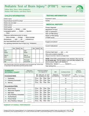 Pediatric Test of Brain Injury(tm) (Ptbi(tm) ) ... 1598571095 Book Cover