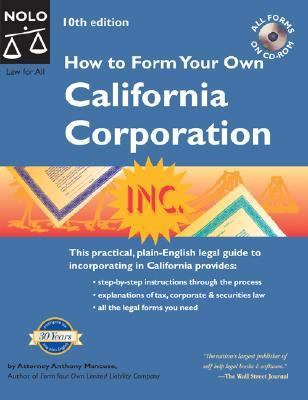 How to Form Your Own California Corporation 0873378261 Book Cover