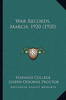 War Records, March, 1920 (1920) 1166162087 Book Cover