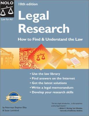 Legal Research: How to Find & Understand the Law 0873378350 Book Cover