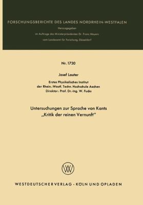Untersuchungen Zur Sprache Von Kants "Kritik De... [German] 3322984028 Book Cover