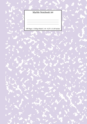 Marble Notebook A4: Lilac Purple College Ruled ... 1989790569 Book Cover