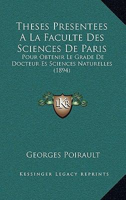 Theses Presentees a la Faculte Des Sciences de ... [French] 116852153X Book Cover