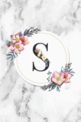 S: Floral Monogram Letter S Personalized Name Notebook Grey Marble Blank Lined Diary & Note Taking Journal Floral Birthday Gift Notepad.