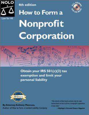 How to Form a Nonprofit Corporation [With CDROM] 0873374517 Book Cover