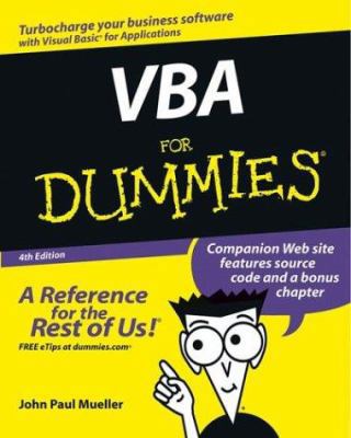 VBA For Dummies 0764539892 Book Cover