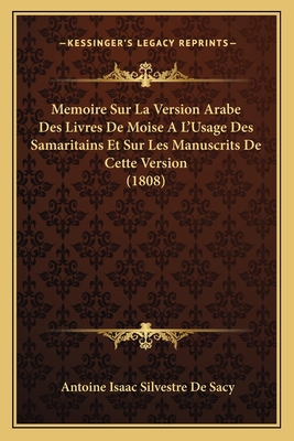 Memoire Sur La Version Arabe Des Livres De Mois... [French] 1166740382 Book Cover