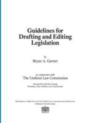 Guidelines for Drafting and Editing Legislation 0997977000 Book Cover