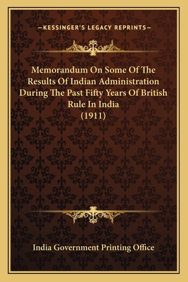 Memorandum On Some Of The Results Of Indian Adm... 1164056948 Book Cover