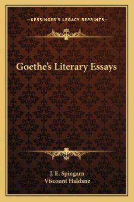 Goethe's Literary Essays 116295292X Book Cover