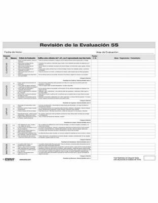 5s Evaluation Review Form (Spanish) 1138078549 Book Cover