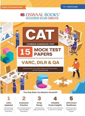 Oswaal CAT 15 Mock Test Papers for 2024 Exam 9359582654 Book Cover
