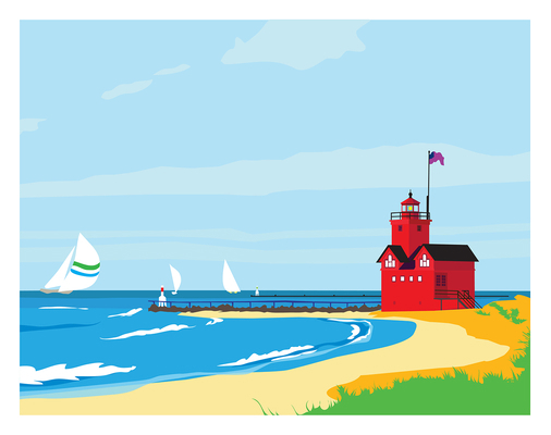 Michigan Lighthouse Art Print 11x14 1942402708 Book Cover