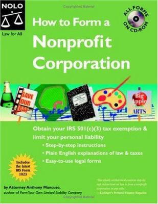 How to Form a Nonprofit Corporation "With CD" [... 141330348X Book Cover