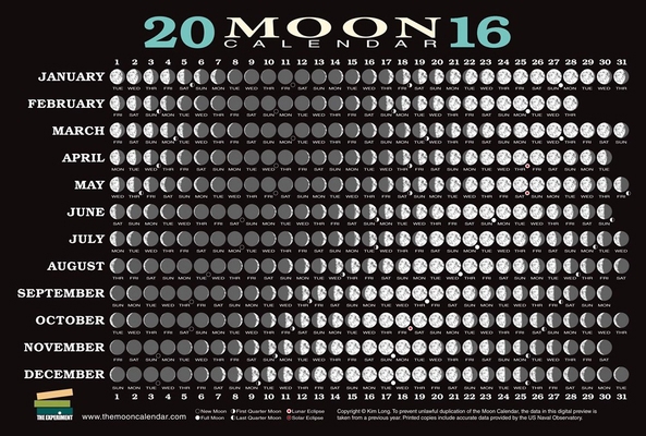 2016 Moon Calendar Card (20-Pack) 1615192611 Book Cover