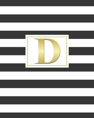 D: 2020 Weekly and Monthly Planner and Customized Calendar Black and White Stripes with Gold Monogrammed Initial
