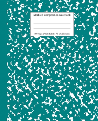 Marbled Composition Notebook: Teal Marble Wide ... 1989387543 Book Cover