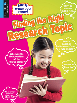 Finding the Right Research Topic 1510539832 Book Cover