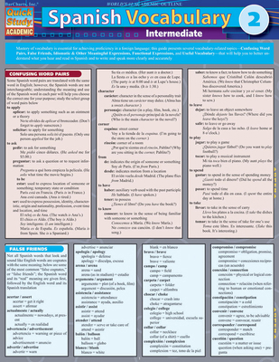 Spanish Vocabulary 2: Intermediate: Quickstudy ... 1423216709 Book Cover