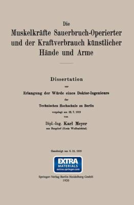 Die Muskelkr?fte Sauerbruch-Operierter und der ... [German] B00TOLUAOM Book Cover