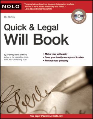 Quick & Legal Will Book 1413313892 Book Cover