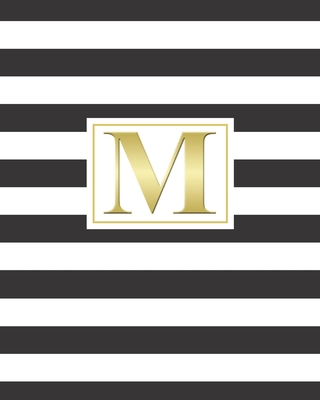 M: 2020 Weekly and Monthly Planner and Customized Calendar Black and White Stripes with Gold Monogrammed Initial