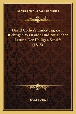 David Collier's Einleitung Zum Richtigen Versta... [German] 116770570X Book Cover