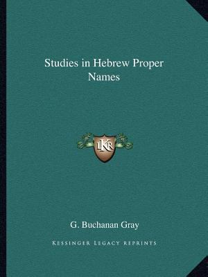 Studies in Hebrew Proper Names 1162602511 Book Cover