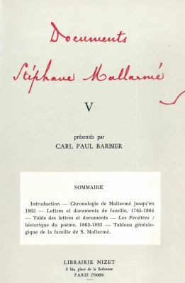 Documents Stephane Mallarme V [French] 2707803642 Book Cover