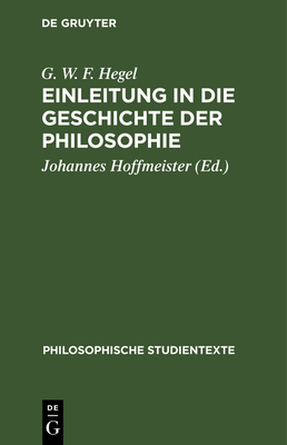 Einleitung in Die Geschichte Der Philosophie [German] 3112530918 Book Cover