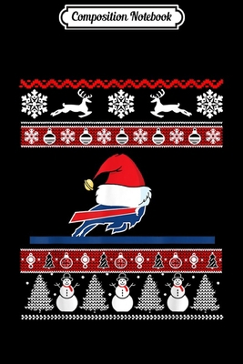 Paperback Composition Notebook: Santa Ugly Christmas Sweater Football Buffalo-Bill Team  Journal/Notebook Blank Lined Ruled 6x9 100 Pages Book
