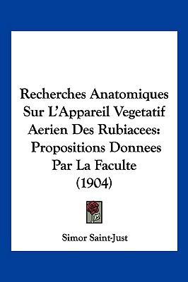 Recherches Anatomiques Sur L'Appareil Vegetatif... [French] 1161008438 Book Cover