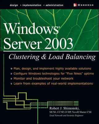 Windows Server 2003 Clustering & Load Balancing 0072226226 Book Cover