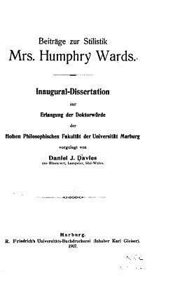 Beiträge zur Stilistik Mrs. Humphry Ward [German] 1533660778 Book Cover