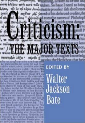 Criticism: The Major Texts 0970803508 Book Cover