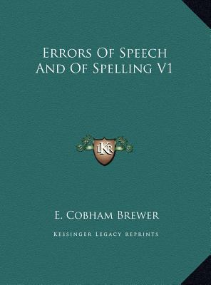 Errors Of Speech And Of Spelling V1 1169827098 Book Cover