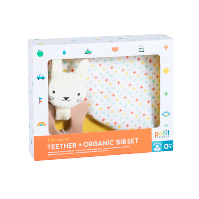 Teether + Organic Cotton Bib Set B08W83Z382 Book Cover