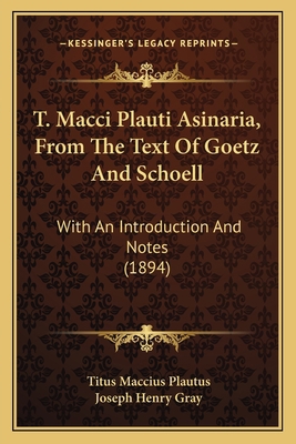 T. Macci Plauti Asinaria, From The Text Of Goet... 1165771020 Book Cover