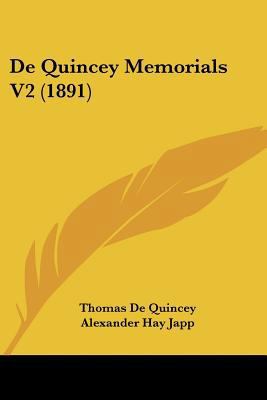 De Quincey Memorials V2 (1891) 1160061793 Book Cover