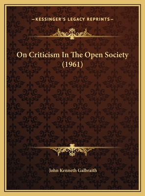 On Criticism In The Open Society (1961) 116983048X Book Cover