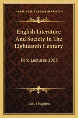 English Literature And Society In The Eighteent... 1163232548 Book Cover