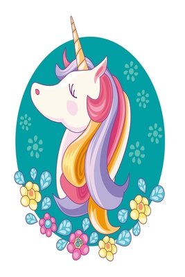 Unicorn head with flowers: Unicorn princess Dot... 1673973027 Book Cover
