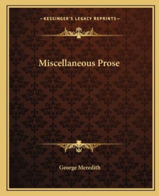 Miscellaneous Prose 1162674148 Book Cover