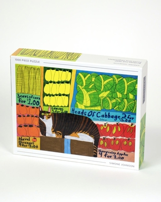 Hardcover Bodega Cat with Fruits and Vegetables: Simone Johnson 1000 Piece Puzzle Book