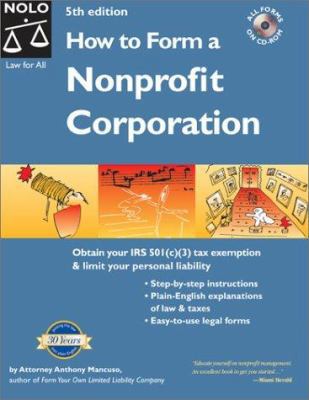 How to Form a Nonprofit Corporation "With CD" [... 0873378067 Book Cover