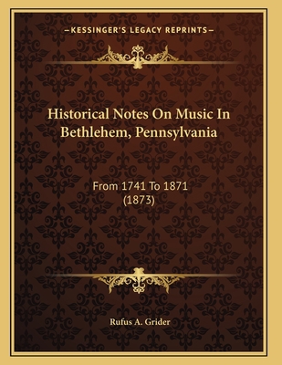 Historical Notes On Music In Bethlehem, Pennsyl... 116655953X Book Cover