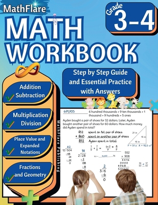 MathFlare - Math Workbook 3rd and 4th Grade: Ma... B0D1TH2BDG Book Cover